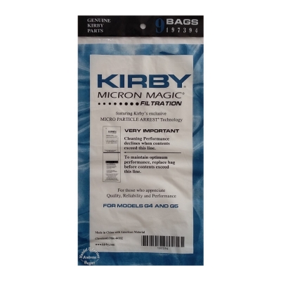 9er Pack Original Kirby Filter Bags / Vacuum Cleaner Bags Modele G4 - G5 Suitable for G3 G4 G5 G6 G7 G8 G10
